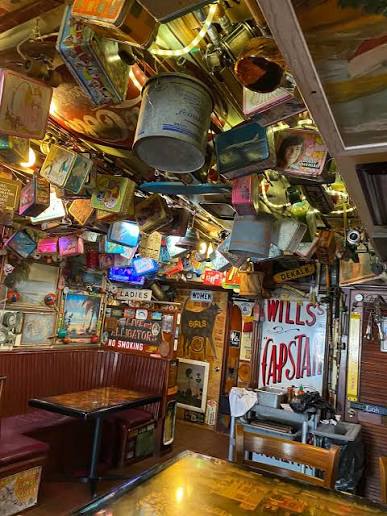 Vintage decor booth inside Dixie Grill & Brewery, West Palm Beach