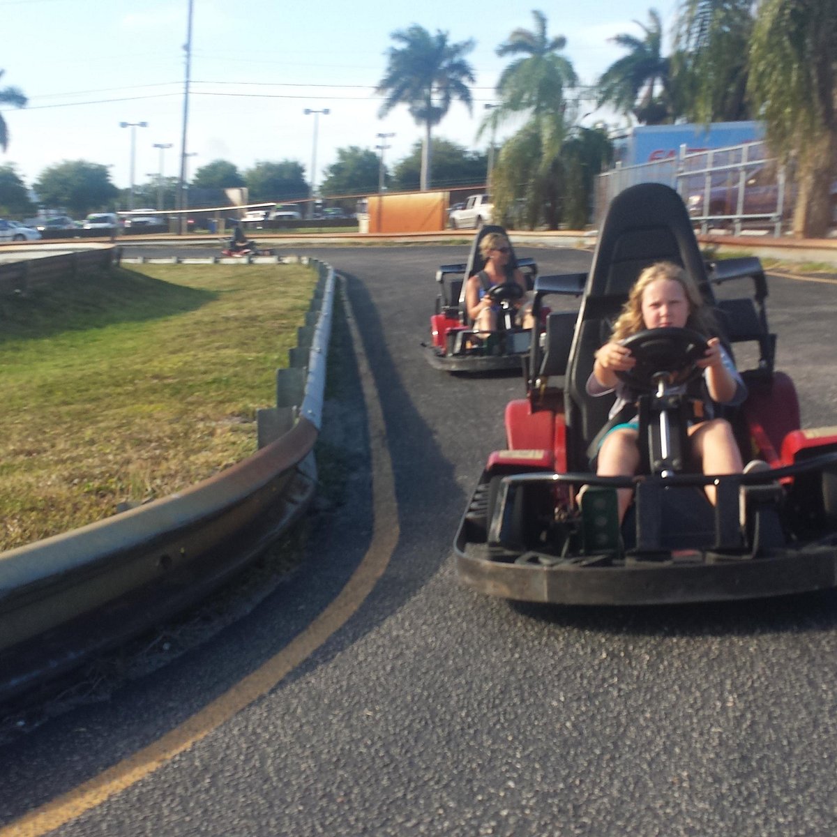 Go-karts on the track at Fun Depot, Lake Worth Beach